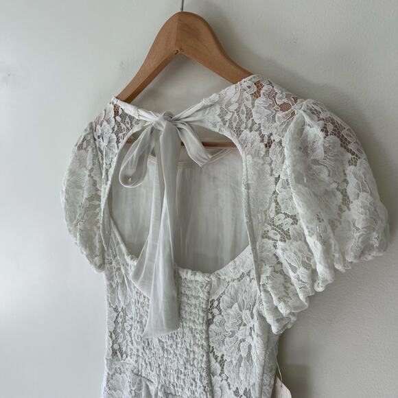 Free People NWT Hailee White Ivory Lace Back Tie Mini Dress, Size XS - Picture 8 of 13